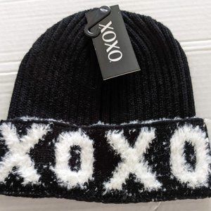XOXO Rib Knit with Fuzzy Trim Hat